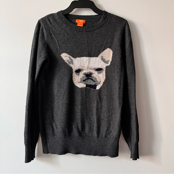 Joe Fresh Sweaters - JOE FRESH Women's Sweater Gray Frenchie French Bulldog Cotton Wool XS